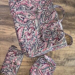 Vera Bradley Pink and Blue Paisley Bag Set